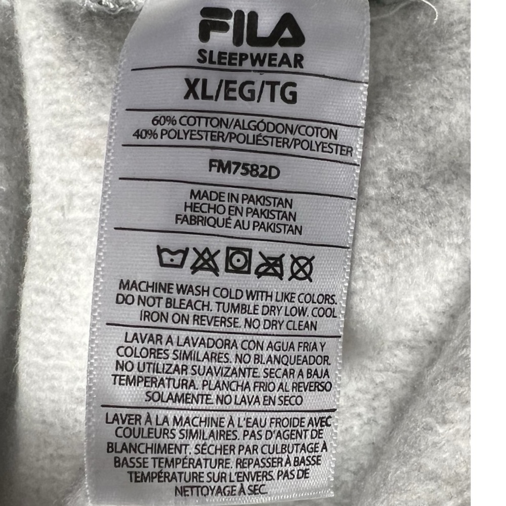 NWT Fila Men’s XL Sleepwear Jogger Pants Gray Logo Lounge Drawstring - Picture 8 of 10